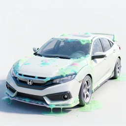 a highly detailed honda civic covered with slime, vibrant pastel styling by atey ghailan, cliff chiang, loish and goro fujita, white, white cyan, pink and light green pastel mystical tones, featured on artstation, featured on behance, vray render