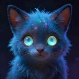 asymmetrical portrait of a cute furry bioluminescent male creature with big glowing eyes, concept art, expressive, highly detailed, digital painting, cinematic lighting, hyperrealism, dark retrowave, art by stanley lau and artgerm and magali villeneuve and alphonse mucha, artstation, octane render, cgsociety