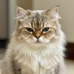 extremely fluffy cat looking snobby