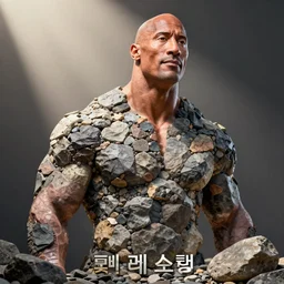 a digital illustration of Dwayne Johnson made of rocks 🪨