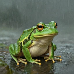 raining frog by René Magritte, detailed, 4k
