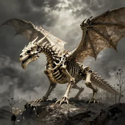 mysterious skeleton dragon, concept art by Greg Rutkowski, artstation, cgsociety