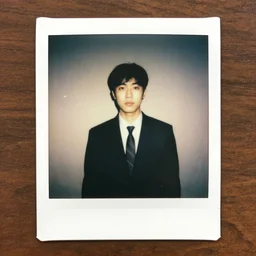 polaroid of bird in a suit