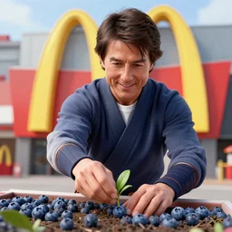 tom cruise dressed as a samurai planting blueberries in a mcdonalds's, digital art, highly - detailed, artstation cgsociety masterpiece