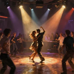 a beautiful painting of a nightclub dancefloor, digital painting, artstation, concept art, art by ivan aivazovsky, lighting by delphin enjolras, smooth, dynamic lighting