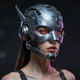 sexy beautiful woman head made of mech mask rendered in unreal engine, cyberpunk, darknrave, scifi, painted by beksinski beeple and wlop