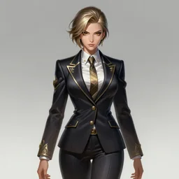 a highly detailed illustration of female kiryu kazuma wearing suit, intricate, elegant, highly detailed, centered, digital painting, artstation, concept art, smooth, sharp focus, league of legends concept art, wlop.