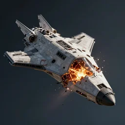 blown up space ship in the sky, stylized, artstation, hd, cgsociety, cgi, realistic, dramatic, cinematic, artistic, trending, detailed