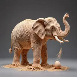 sawdust and wine levitated by magic in the shape of an elephant, flabbergasted, egg-inducing, abstract sculpture, 4k 33mm photo