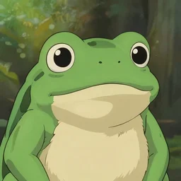 anthropomorphic frog by studio ghibli, high detailed face,