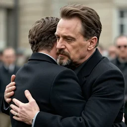 Bryan Cranston hugging Stalin, 4k, photorealistic, hd, realistic, insanely detailed