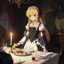 cirno from touhou preparing the home for guests for dinner, renaissance style, dark shadows, detailed