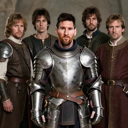 medieval portrait photo of leonel messi as a armored fighter, photo by philip - daniel ducasse and yasuhiro wakabayashi and jody rogac and roger deakins
