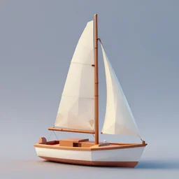 Low-poly 3d render of a sail boat