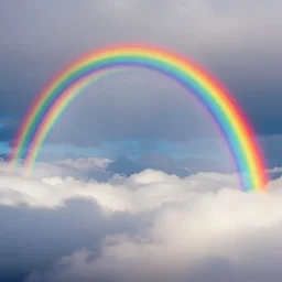 a rainbow tunnel in the clouds, detailed, realistic.
