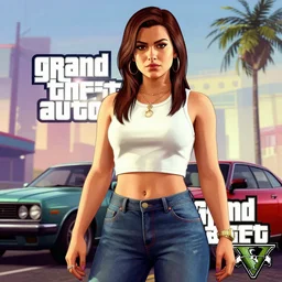 Faye Wong in Grand Theft Auto 5 cover art, epic, 4k resolution, extremely detailed, very sharp, artstation, digital art, vibrant,