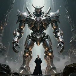 symmetric frame of dr doom from Prometheus movie by beksinski, cyborg dr doom mecha by guo pei and alexander mcqueen metal couture editorial, eldritch epic monumental wallpaper by beksinski by Yuko Shimizu
