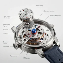 exploded view diagram of a watch with all parts labeled, intricate and detailed assembly drawing of a watch, fantasy concept art, hyper realistic illustration, 8 k, artstation
