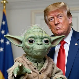 Yoda selfie with Donald Trump, 4k resolution very detailed