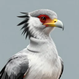 a secretary bird wearing a turtleneck, furry art, digital art.