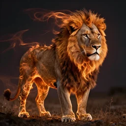 lion made of Fractal flame,