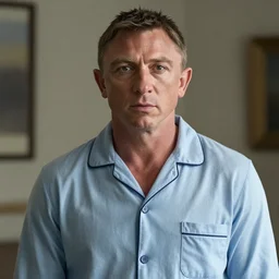 daniel craig wearing pijamas on the next bond movie ( 2 0 2 3 ) realistic face, ultra detailed environment