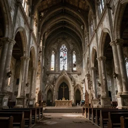 photo - realistic scene of an old and abandoned church interior from wild west : : art by legends of runeterra, art by league of legends, art by dungeon and dragons : : trending on artstation, high details, 8 k