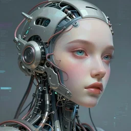 cyborg machine, wires bare, beautiful face, dreamscape, digital painting, concept art, 8 k