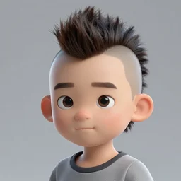 chinese kid with mohawk hairstyle octane render ray tracing
