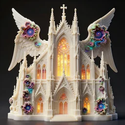 beautiful hyperrealistic 3 d render of a delicate ivory sculpture of an ornate cathedral populated by mandelbrot fractals by android jones, micro detail, unreal engine, dramatic lighting, psychedelic, octane renderer, catholicpunk, glowing, white color scheme, photorealistic, physically based rendering, angelic, hyper detailed, colorful, carved soap, trending on cgsociety