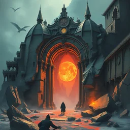 the portal to the netherworld. highly detailed, digital painting, watercolor, soviet realism, engraving, artstation, concept art, smooth, sharp focus, vivid grunge, manga, illustration, unreal engine 5, 8 k, art by bilibin and kilian eng and malevich and mucha