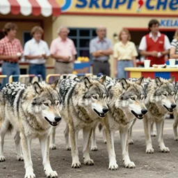 Angry wolves are released on the set of Supermarket Sweep, during the challenge. (1985)