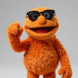bip bippadotta, rubber hose style, orange fuzzy muppet, wearing sunglasses