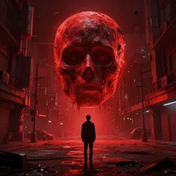 dark matter red art house future alone man going limbo hipper reflection in the horror infernal world them open street schizophrenia and stratification of consciousness mind man poster highly detailed full HD 8K resolution