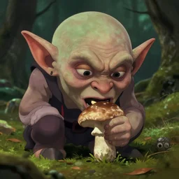 goblin eating mushrooms