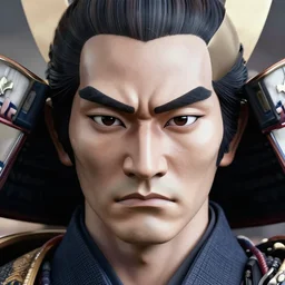 a powerful japanese samurai wearing a tsutsu - haba, detailed face, highly detailed, face symmetry, character concept portrait by moebius and laurie greasley, colorful, profile picture, 8 k, cinematic color grading