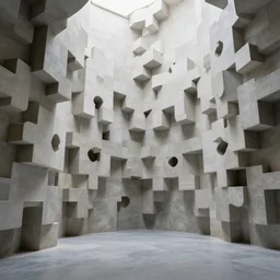 massive, geometric, puzzle-like room
