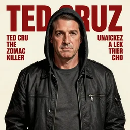 Ted Cruz is the zodiac killer unmasked, horror, slasher, retro cover, high details, intricate details, by vincent di fate, artgerm julie bell beeple, 90s, inking, vintage 90s print, screen print