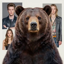 a bear, contemporary collage, highly detailed, digital painting, 4 k, hdr, punk, fashion, smooth, sharp focus, art by nick knight, sandra chevrier and john hoyland