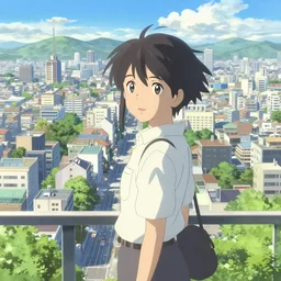 bright day anime cityscape by makoto shinkai