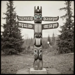 vintage photo of Tsimshian totem by edward s curtis