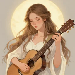elise truow, goddess of music and harmony, detailed illustration, digital art, beautiful, soft colors