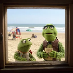 a frame from the hollywood blockbuster film the muppets invade normandy action scene omaha beach