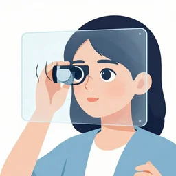 woman using eye tracker as seen through transparent screen, scientific illustration of gaze saccades, clean cel shaded vector art. shutterstock. behance hd 4 k by lois van baarle, artgerm, helen huang, by makoto shinkai and ilya kuvshinov, rossdraws, illustration
