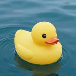 a photo of a yellow rubber duck on a background of a blue ocean, high angle, photorealistic, 8 k