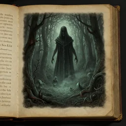 a page from a cursed manuscript by Greg Rutkowski and Zdzislaw Belkinski , digital art, surreal, horror, HD, 8K