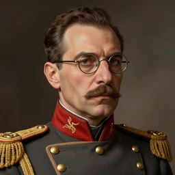 portrait of a spanish republican general vicente rojo lluch wearing glasses, face portrait, epic, tragic, military art, fantasy, dieselpunk, hd shot, digital portrait, beautiful, artstation, comic style, by artgerm, guy denning, jakub rozalski, magali villeneuve and charlie bowater