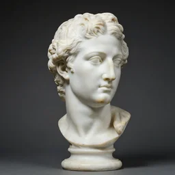 antique marble statue of jacques attali, 1 / 4 headshot, portrait