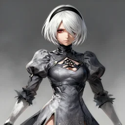 michael de santa as 2B nier automata, intricate, elegant, highly detailed, digital painting, 4k, HDR, concept art, smooth, sharp focus, illustration,