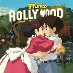 anime still of once upon a time in hollywood art by Dice Tsutsumi, Makoto Shinkai, Studio Ghibli!!!!, Studio ghibli art style, art by Dice Tsutsumi, Makoto Shinkai, Studio Ghibli!!!!